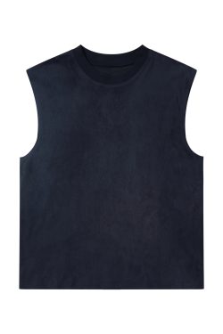 Black Oversized Sleeveless Tank Top for Women - Casual American Style with 'Sit and Eat Until the Mountains Are Empty' Graphic