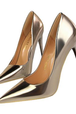 Black Patent Leather High Heels for Women - Sexy Pointed Toe, Thin Heels, Elegant Slip-On Design, Versatile Fashion for Any Occasion