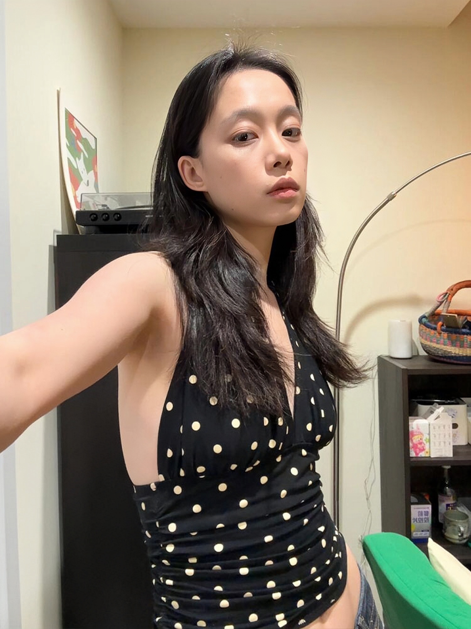 Black Polka Dot Halter Neck Sleeveless Top for Women - V-Neck, Slim Fit, Trendy Summer Outfit, Flattering Style for Hot Girls Black Polka Dot Halter Neck Sleeveless Top for Women - V-Neck, Slim Fit, Trendy Summer Outfit, Flattering Style for Hot Girls