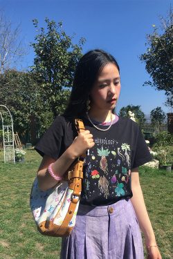 Black Retro Shoulder T-Shirt for Women - Vintage All Things and Songs Summer Loose Fit Short Sleeve Top, 90s Inspired Style