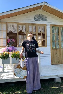 Black Retro Shoulder T-Shirt for Women - Vintage All Things and Songs Summer Loose Fit Short Sleeve Top, 90s Inspired Style