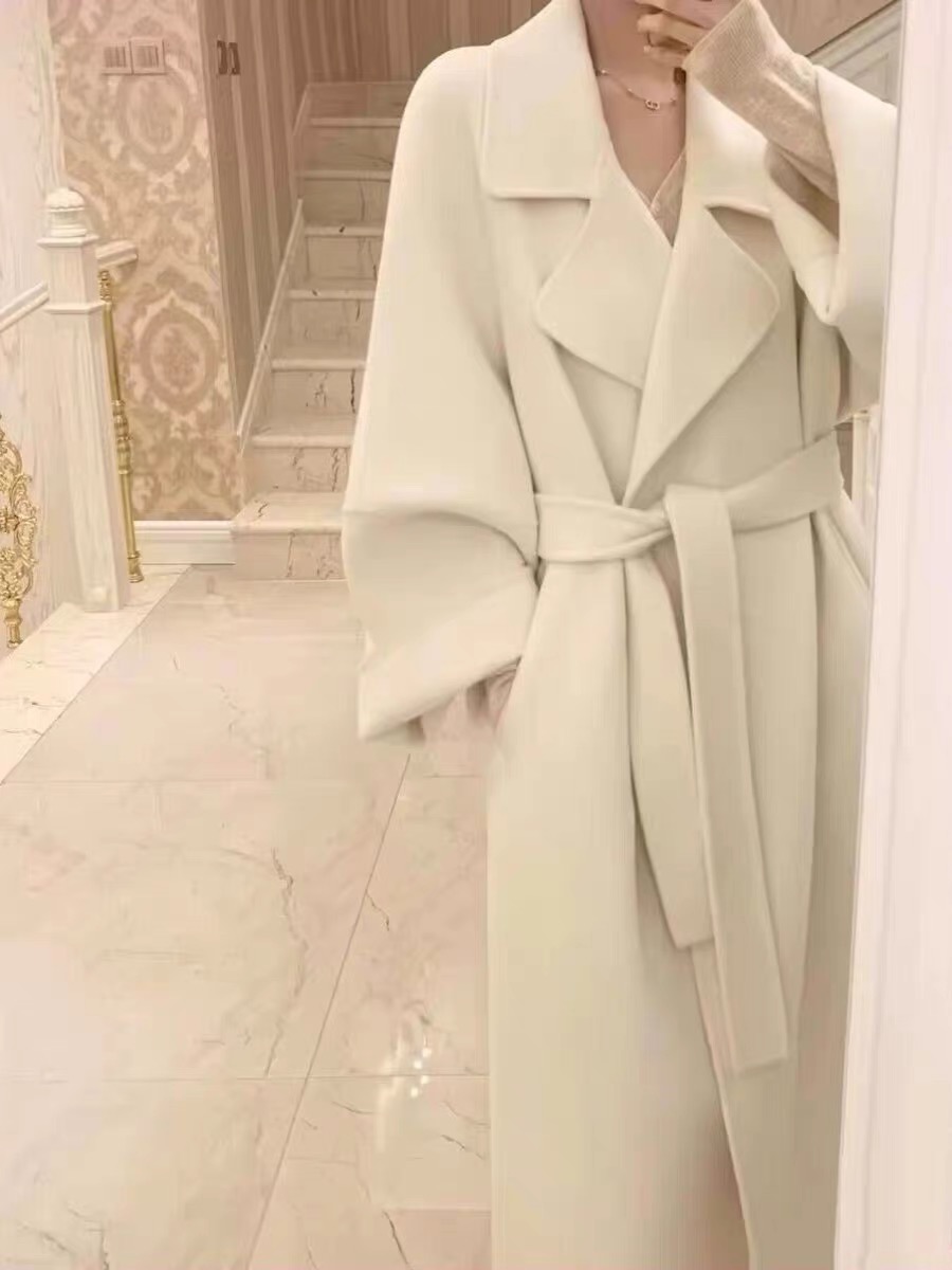 Black Reversible Cashmere Coat for Women - Elegant Mid-Length Bathrobe-Style Outerwear for 2024 Autumn/Winter, Korean Style Black Reversible Cashmere Coat for Women - Elegant Mid-Length Bathrobe-Style Outerwear for 2024 Autumn/Winter, Korean Style