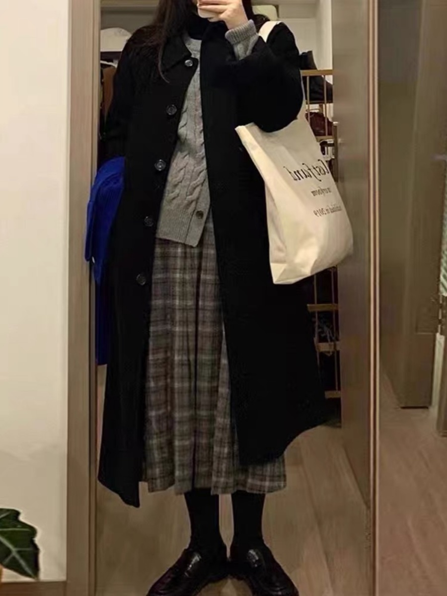 Black Reversible Cashmere Coat for Women - High-End Wool Outerwear for Autumn & Winter 2024, Petite Sizes, Stylish and Versatile Black Reversible Cashmere Coat for Women - High-End Wool Outerwear for Autumn & Winter 2024, Petite Sizes, Stylish and Versatile