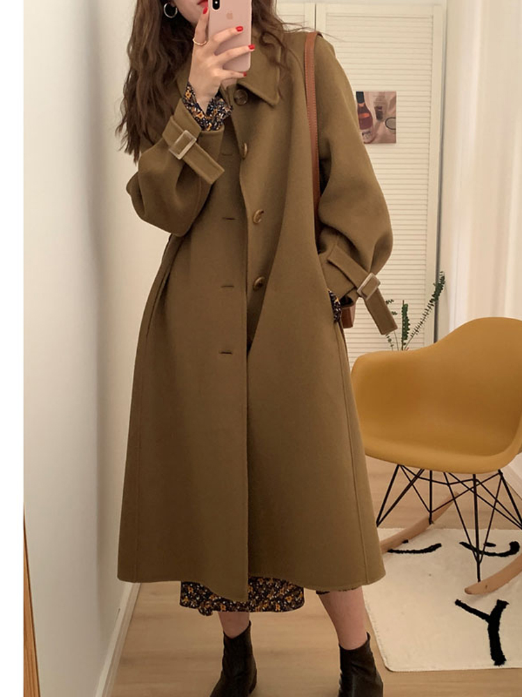 Black Reversible Cashmere Coat for Women - High-End Wool Outerwear for Autumn & Winter 2024, Petite Sizes, Stylish and Versatile Black Reversible Cashmere Coat for Women - High-End Wool Outerwear for Autumn & Winter 2024, Petite Sizes, Stylish and Versatile