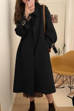 Black Reversible Cashmere Coat for Women - High-End Wool Outerwear for Autumn & Winter 2024, Petite Sizes, Stylish and Versatile