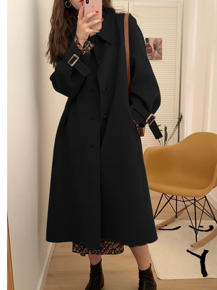 Black Reversible Cashmere Coat for Women - High-End Wool Outerwear for Autumn & Winter 2024, Petite Sizes, Stylish and Versatile Black Reversible Cashmere Coat for Women - High-End Wool Outerwear for Autumn & Winter 2024, Petite Sizes, Stylish and Versatile