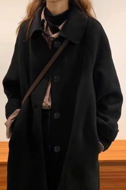 Black Reversible Cashmere Coat for Women - High-End Wool Outerwear for Autumn & Winter 2024, Petite Sizes, Stylish and Versatile