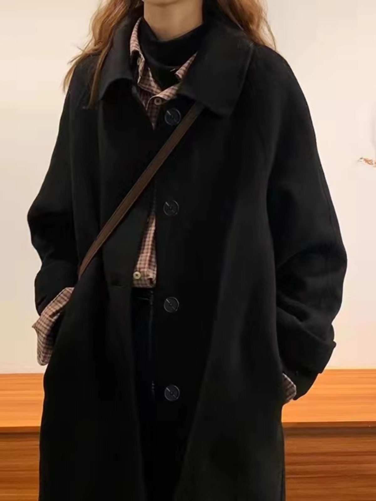 Black Reversible Cashmere Coat for Women - High-End Wool Outerwear for Autumn & Winter 2024, Petite Sizes, Stylish and Versatile Black Reversible Cashmere Coat for Women - High-End Wool Outerwear for Autumn & Winter 2024, Petite Sizes, Stylish and Versatile