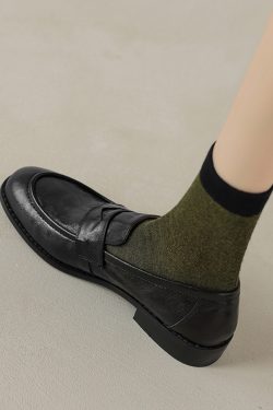 Black Sheepskin Flat Loafers for Women - 2025 Summer Round Toe Slip-On Leather Shoes, Y2K Inspired Comfort Fashion