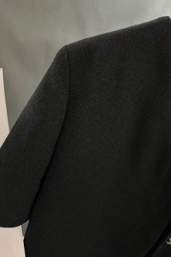 Black Short-Sleeved Blazer for Women, Summer Thin Chanel-Style Jacket, 2025 Y2K Inspired Elegant Outerwear