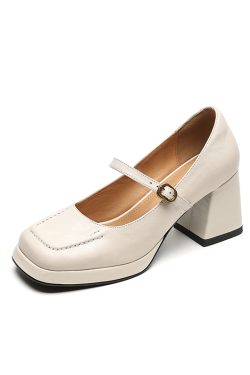 Black Square-Toe Mary Jane Shoes for Women, Chunky Heel, Waterproof Platform, Shallow Mouth, Trendy Summer Style