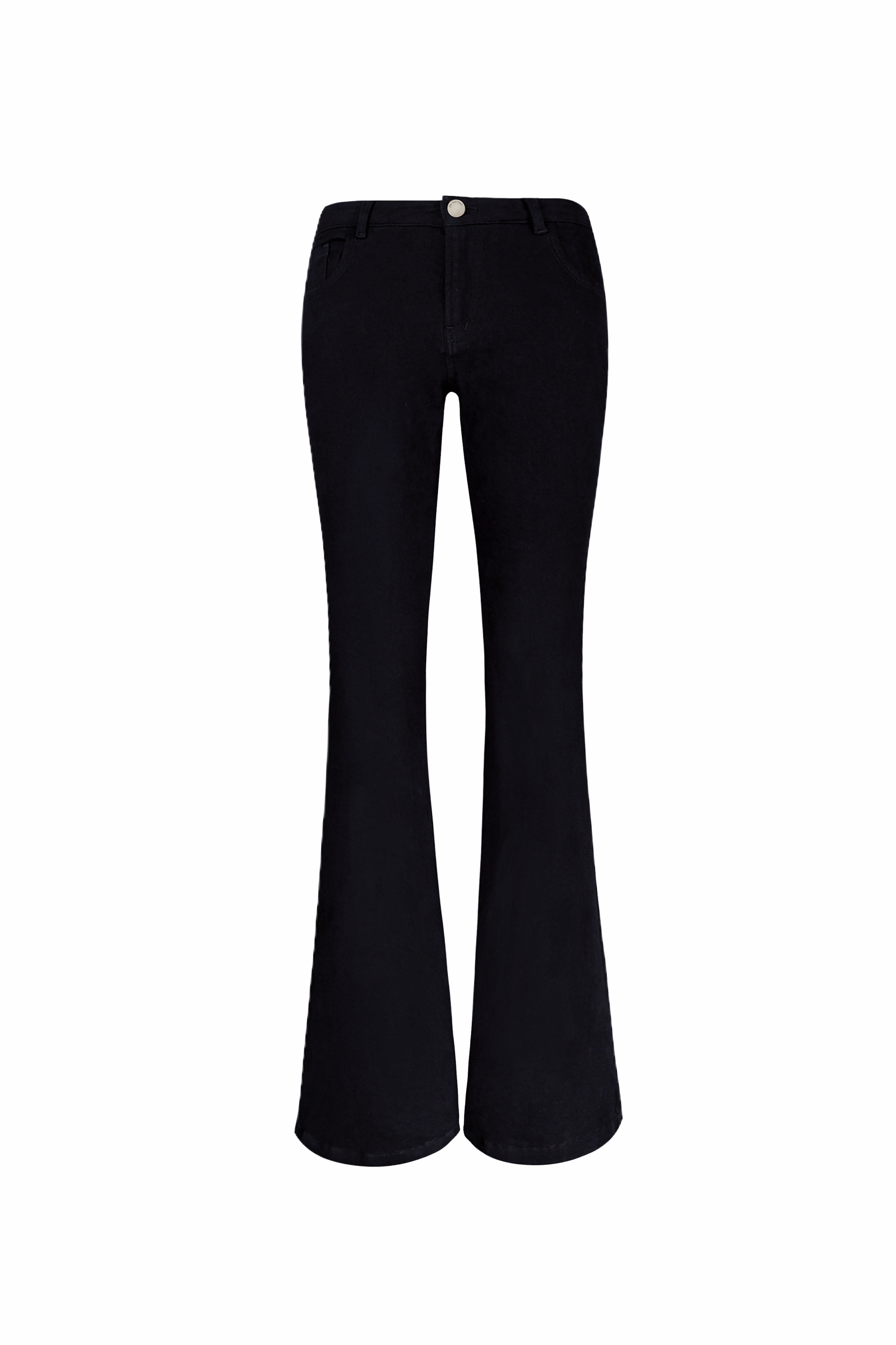 Black Stretchy Mid-Low Waist Flared Denim Pants for Women - Trendy Y2K Style Jeans