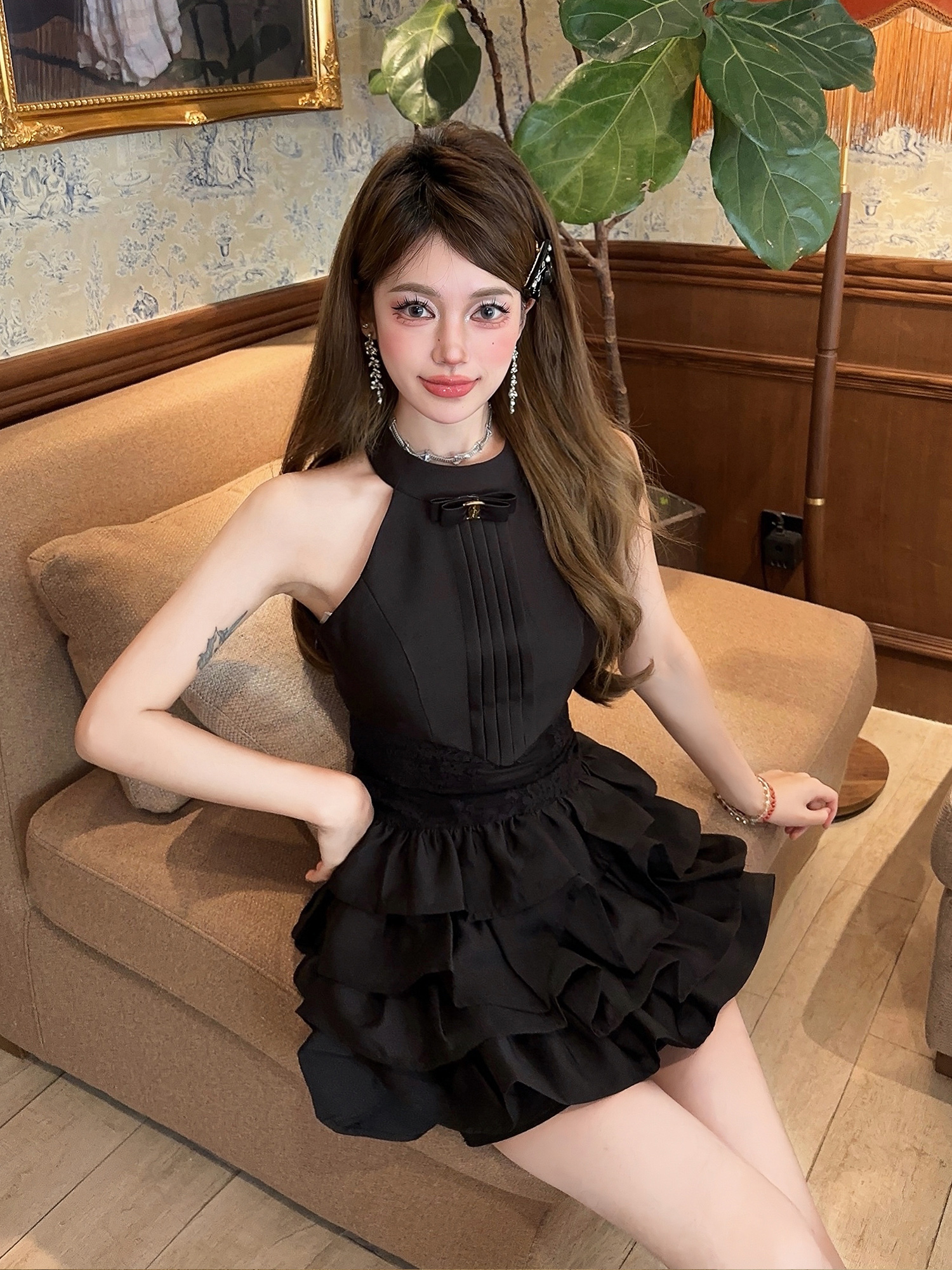 Black Swan Summer Short Dress with Sexy Lace Tulle Skirt - Perfect for 90s and Y2K Inspired Fashion Black Swan Summer Short Dress with Sexy Lace Tulle Skirt - Perfect for 90s and Y2K Inspired Fashion