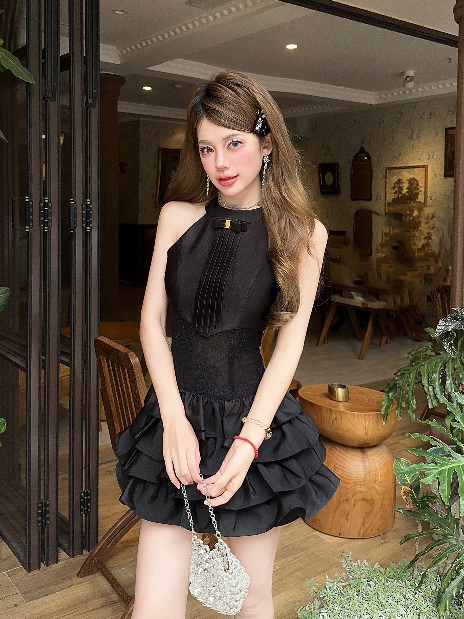 Black Swan Summer Short Dress with Sexy Lace Tulle Skirt - Perfect for 90s and Y2K Inspired Fashion Black Swan Summer Short Dress with Sexy Lace Tulle Skirt - Perfect for 90s and Y2K Inspired Fashion