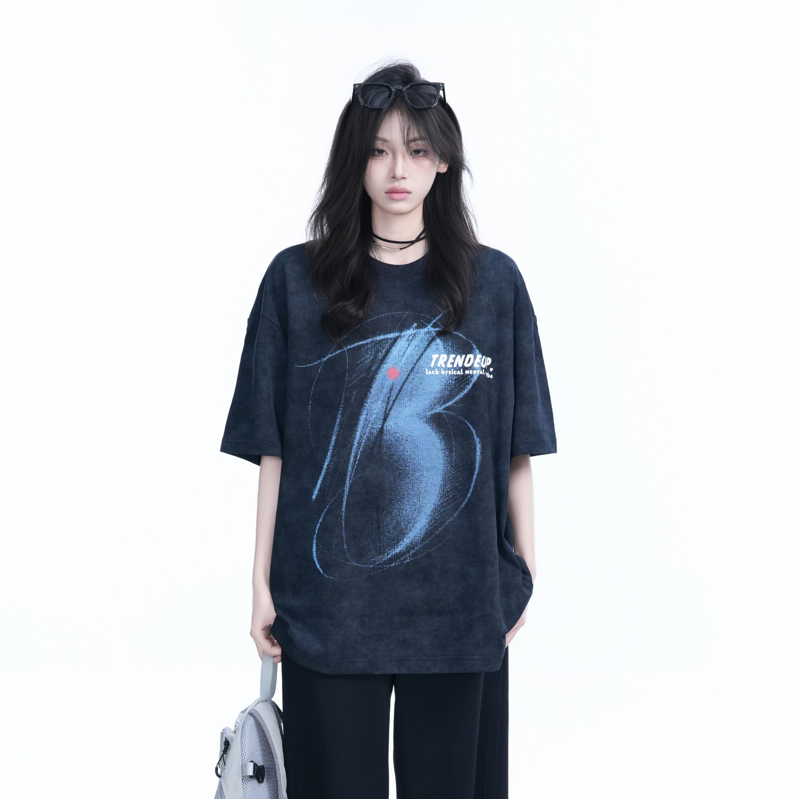 Black Tie-Dye Short Sleeve T-Shirt for Women - American Street Style, Loose Fit, Hip-Hop Inspired, Trendy Casual Wear Black Tie-Dye Short Sleeve T-Shirt for Women - American Street Style, Loose Fit, Hip-Hop Inspired, Trendy Casual Wear