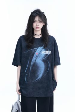 Black Tie-Dye Short Sleeve T-Shirt for Women - American Street Style, Loose Fit, Hip-Hop Inspired, Trendy Casual Wear