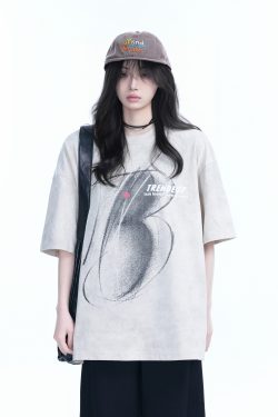 Black Tie-Dye Short Sleeve T-Shirt for Women - American Street Style, Loose Fit, Hip-Hop Inspired, Trendy Casual Wear