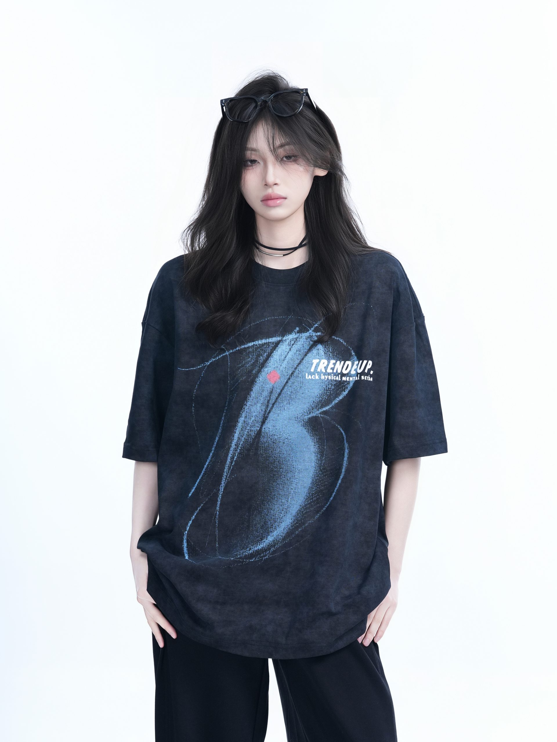 Black Tie-Dye Short Sleeve T-Shirt for Women - American Street Style, Loose Fit, Hip-Hop Inspired, Trendy Casual Wear Black Tie-Dye Short Sleeve T-Shirt for Women - American Street Style, Loose Fit, Hip-Hop Inspired, Trendy Casual Wear