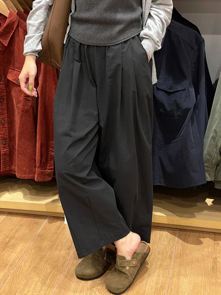 Black Women's Plus Size Summer Balloon Pants, Casual Loose Wide-Leg High-Waisted 90s Style Nine-Point Trousers Black Women's Plus Size Summer Balloon Pants, Casual Loose Wide-Leg High-Waisted 90s Style Nine-Point Trousers