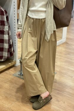 Black Women's Plus Size Summer Balloon Pants, Casual Loose Wide-Leg High-Waisted 90s Style Nine-Point Trousers