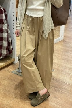 Black Women's Plus Size Summer Balloon Pants, Casual Loose Wide-Leg High-Waisted 90s Style Nine-Point Trousers