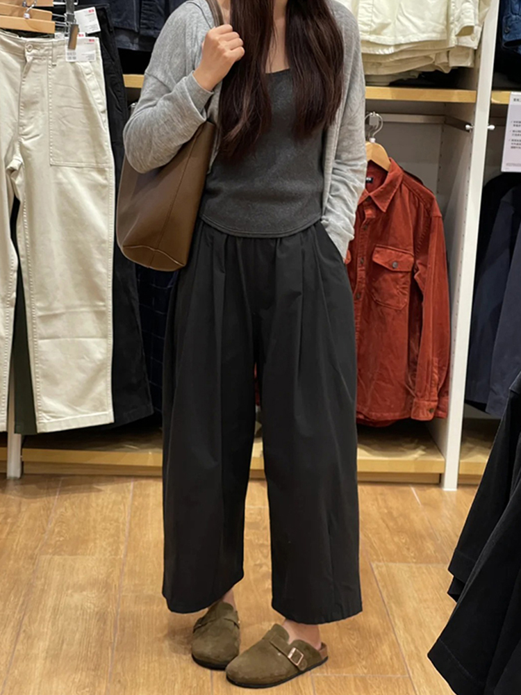 Black Women's Plus Size Summer Balloon Pants, Casual Loose Wide-Leg High-Waisted 90s Style Nine-Point Trousers Black Women's Plus Size Summer Balloon Pants, Casual Loose Wide-Leg High-Waisted 90s Style Nine-Point Trousers