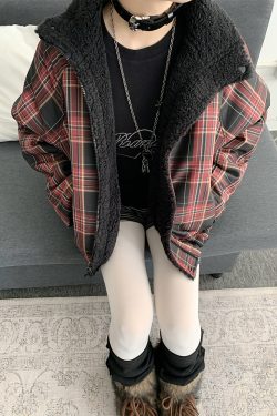 Blackcurrant Cookie Double-Sided Lamb Wool Cotton Coat - Quilted College Style Autumn Winter Outerwear