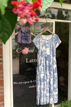 Blue Fan Star Garden French Retro Tencel Short Sleeve Dress for Women, Summer Loose Fit with Flying Sleeves, Vintage 90s Style