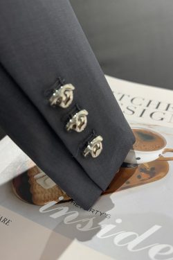 Blue-Gray Short Suit Jacket for Women - Trendy Spring Autumn Style for Petite Office Commuting - High-End Fashion 2025