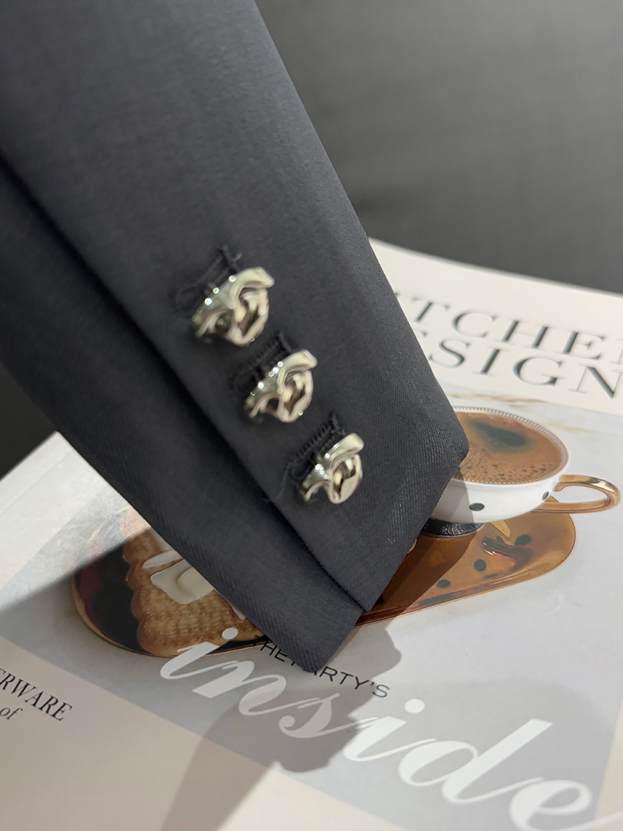 Blue-Gray Short Suit Jacket for Women - Trendy Spring Autumn Style for Petite Office Commuting - High-End Fashion 2025 Blue-Gray Short Suit Jacket for Women - Trendy Spring Autumn Style for Petite Office Commuting - High-End Fashion 2025