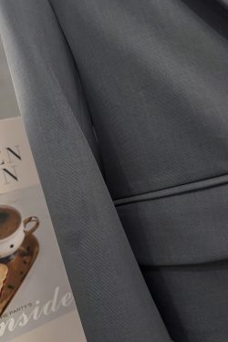 Blue-Gray Short Suit Jacket for Women - Trendy Spring Autumn Style for Petite Office Commuting - High-End Fashion 2025