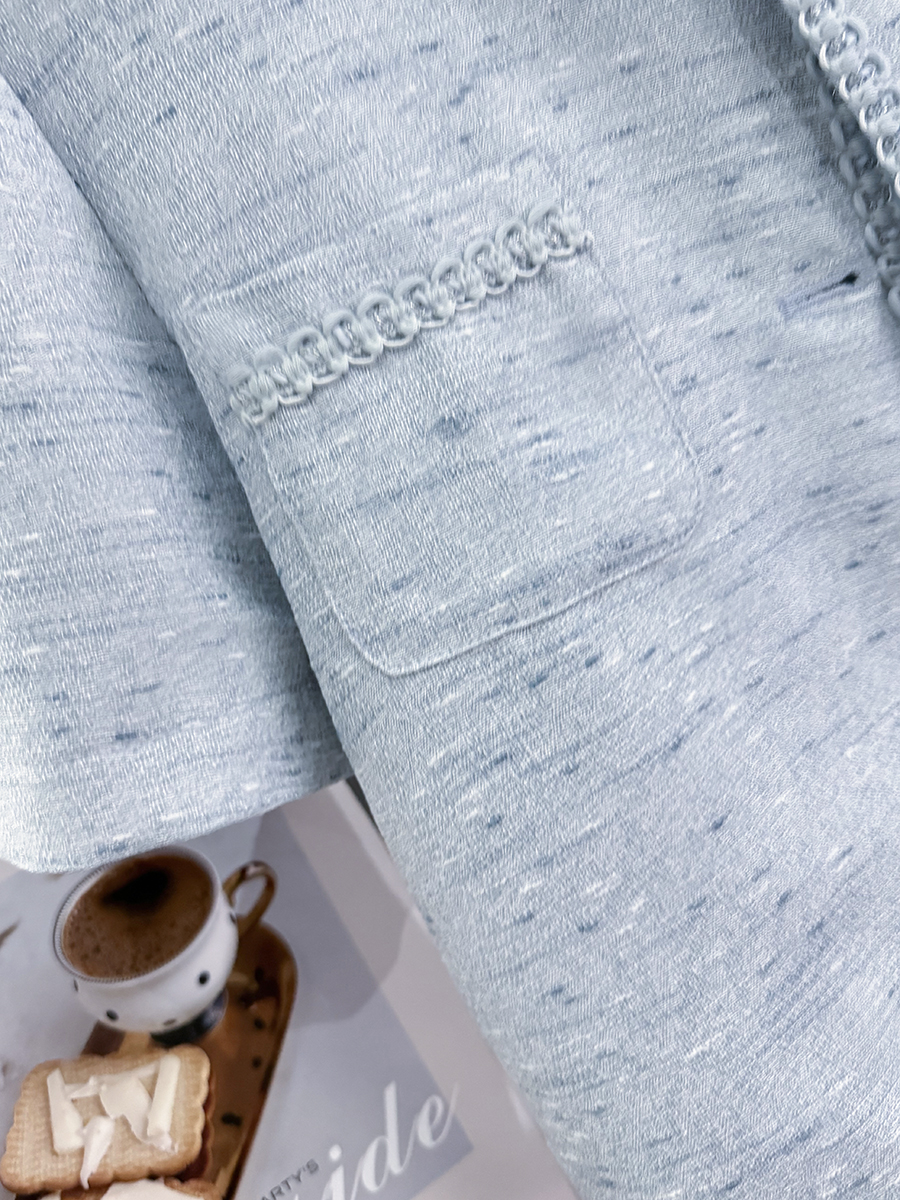 Blue Lightweight Chanel-Style Blazer for Women - Stylish Summer Top from 2025 Collection, Gentle and Youthful Design Blue Lightweight Chanel-Style Blazer for Women - Stylish Summer Top from 2025 Collection, Gentle and Youthful Design