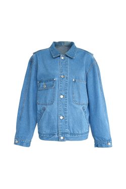 Blue Retro Embroidered Denim Jacket for Women - Vintage Style Loose Lapel Top for Spring Fashion