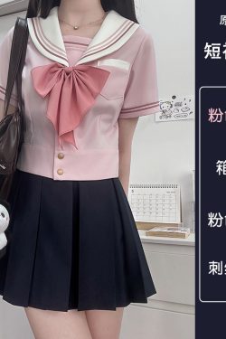Blue Sailor Suit Women's College Style Waist-Defined Shirt - Japanese JK Uniform with Machida Pudding Bear Design for Summer