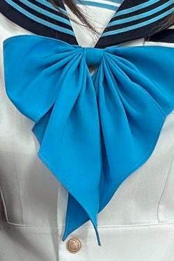 Blue Sailor Suit Women's College Style Waist-Defined Shirt - Japanese JK Uniform with Machida Pudding Bear Design for Summer