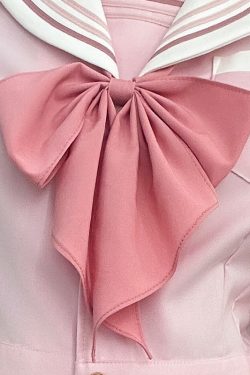 Blue Sailor Suit Women's College Style Waist-Defined Shirt - Japanese JK Uniform with Machida Pudding Bear Design for Summer