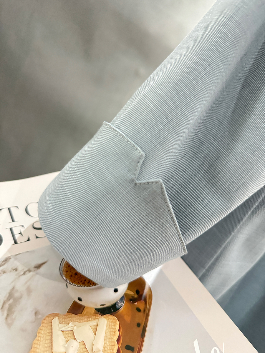 Blue Textured Blazer for Women - Minimalist Summer Style, Short Version, Trendy 2025 Fashion Blue Textured Blazer for Women - Minimalist Summer Style, Short Version, Trendy 2025 Fashion