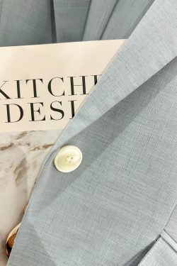 Blue Textured Blazer for Women - Minimalist Summer Style, Short Version, Trendy 2025 Fashion