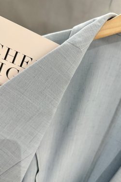 Blue Textured Blazer for Women - Minimalist Summer Style, Short Version, Trendy 2025 Fashion