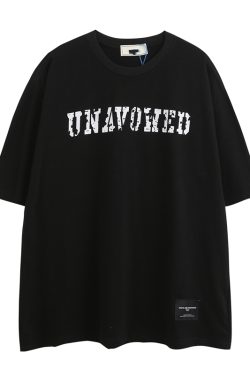 Blurred Letter Short-Sleeve T-Shirt for Men and Women - American Street Style Summer Couple Top