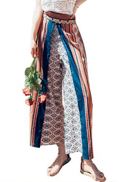 Bohemian High-Waisted Wide-Leg Beach Pants - Chiffon Printed Ethnic Style for Seaside Travel, Thailand Vibes