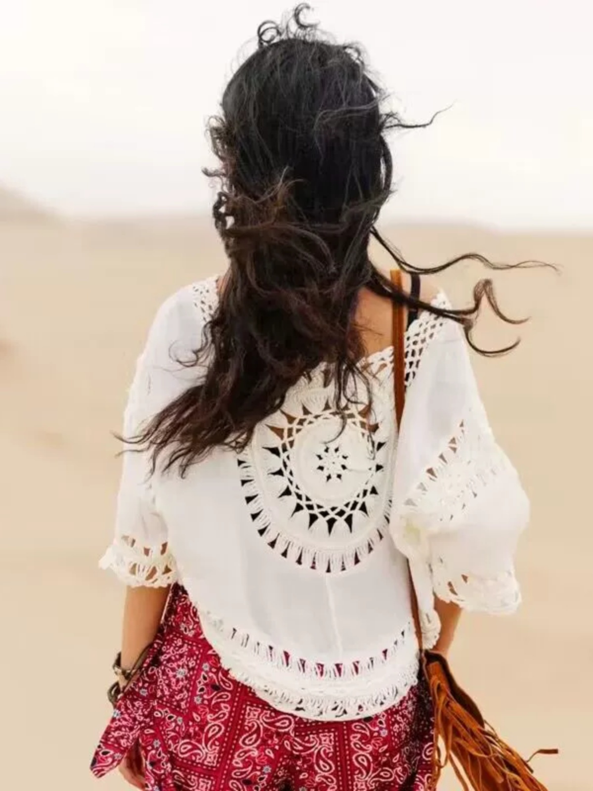 Bohemian Lightweight Sun Protection Top with Hollow Crochet Design for Women - Perfect Vacation Beachwear Bohemian Lightweight Sun Protection Top with Hollow Crochet Design for Women - Perfect Vacation Beachwear