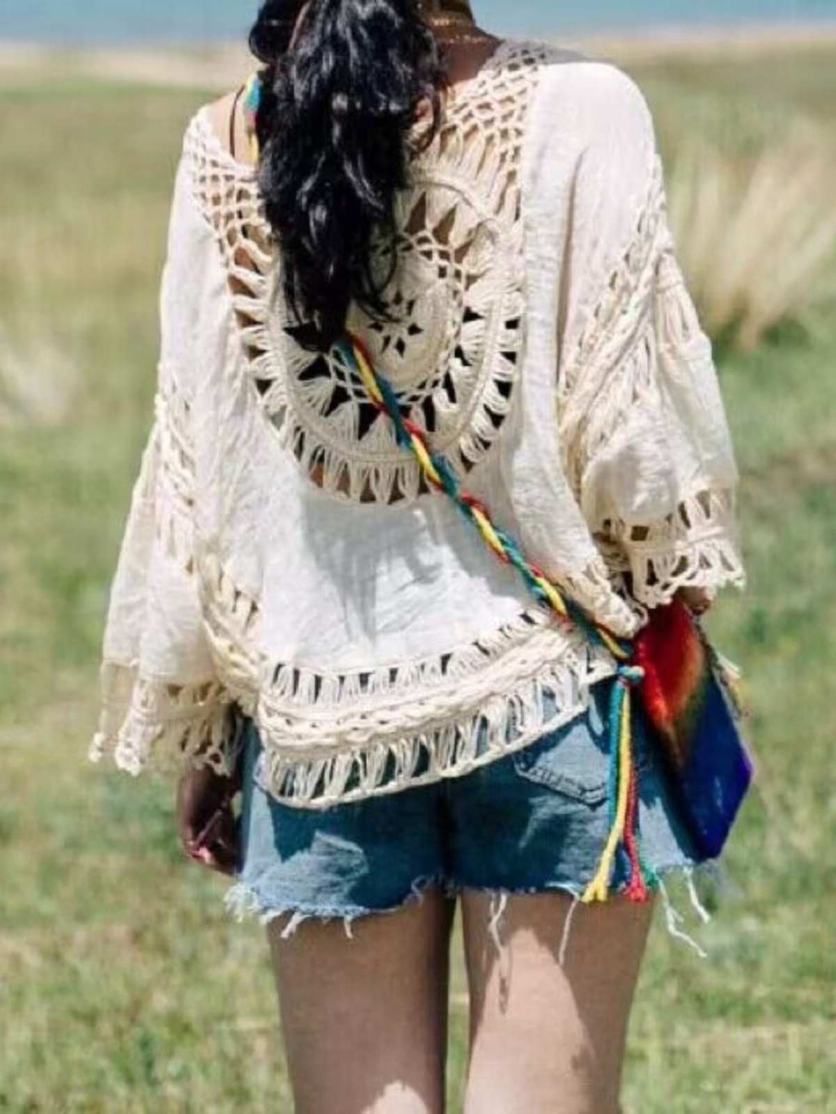 Bohemian Lightweight Sun Protection Top with Hollow Crochet Design for Women - Perfect Vacation Beachwear Bohemian Lightweight Sun Protection Top with Hollow Crochet Design for Women - Perfect Vacation Beachwear