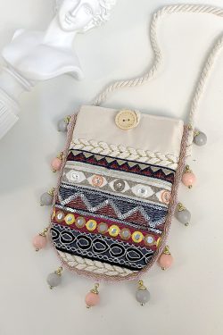 Bohemian Travel Backpack with Skirt Ethnic Design - Women's Crossbody Bag for Vacation Style and Phone Storage
