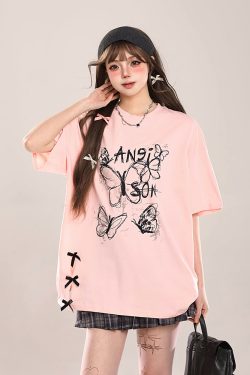 Bow Print Short-Sleeve T-Shirt for Women - Summer 2025 Loose Fit Lazy Style Top