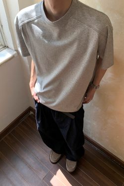 Boxy Deconstructed Short-Sleeve T-Shirt for Men and Women - American Style Casual Loose Fit Summer Top