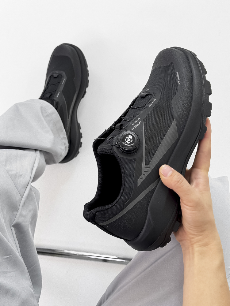 Breathable Black Cushioning Hiking Shoes for Men, Non-Slip Outdoor Walking and Running Commuter Shoes, Comfortable Sports Footwear Breathable Black Cushioning Hiking Shoes for Men, Non-Slip Outdoor Walking and Running Commuter Shoes, Comfortable Sports Footwear