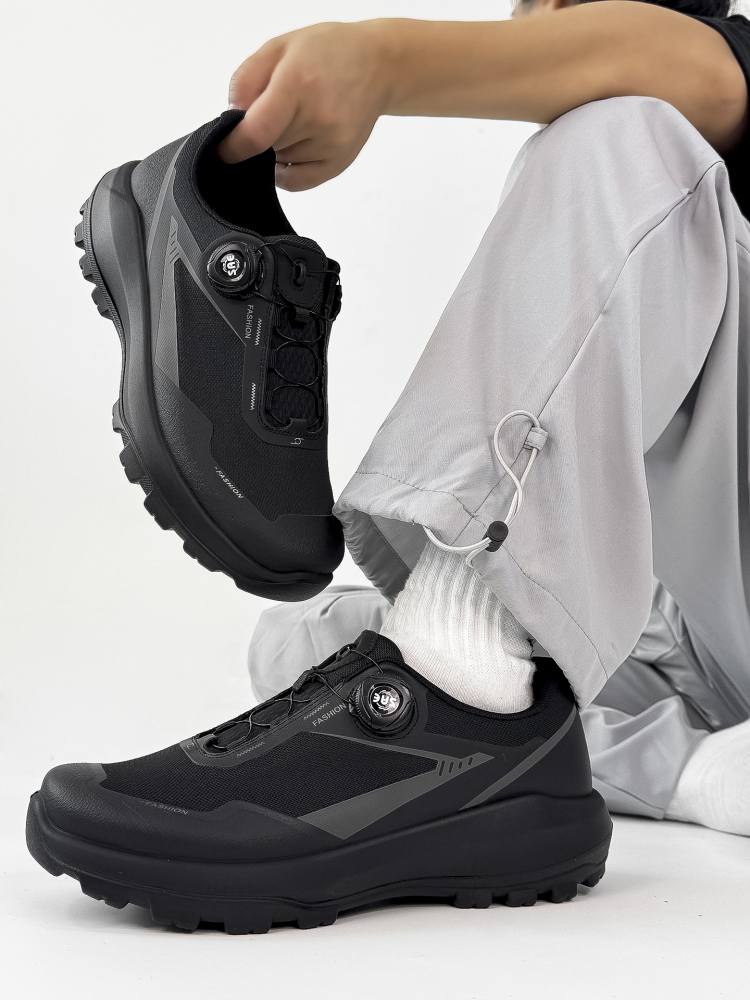 Breathable Black Cushioning Hiking Shoes for Men, Non-Slip Outdoor Walking and Running Commuter Shoes, Comfortable Sports Footwear Breathable Black Cushioning Hiking Shoes for Men, Non-Slip Outdoor Walking and Running Commuter Shoes, Comfortable Sports Footwear