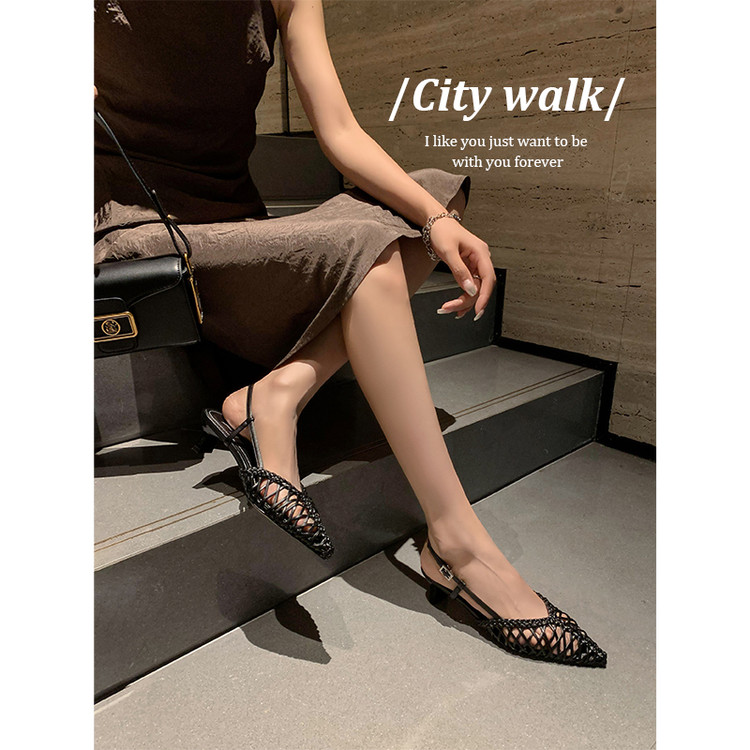 Breathable Hollow Pointed Toe Stiletto Sandals for Women - Trendy Slip-On Woven Shoes in Italian Style Breathable Hollow Pointed Toe Stiletto Sandals for Women - Trendy Slip-On Woven Shoes in Italian Style
