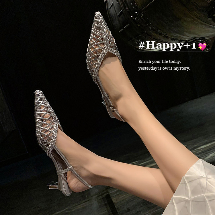 Breathable Hollow Pointed Toe Stiletto Sandals for Women - Trendy Slip-On Woven Shoes in Italian Style Breathable Hollow Pointed Toe Stiletto Sandals for Women - Trendy Slip-On Woven Shoes in Italian Style